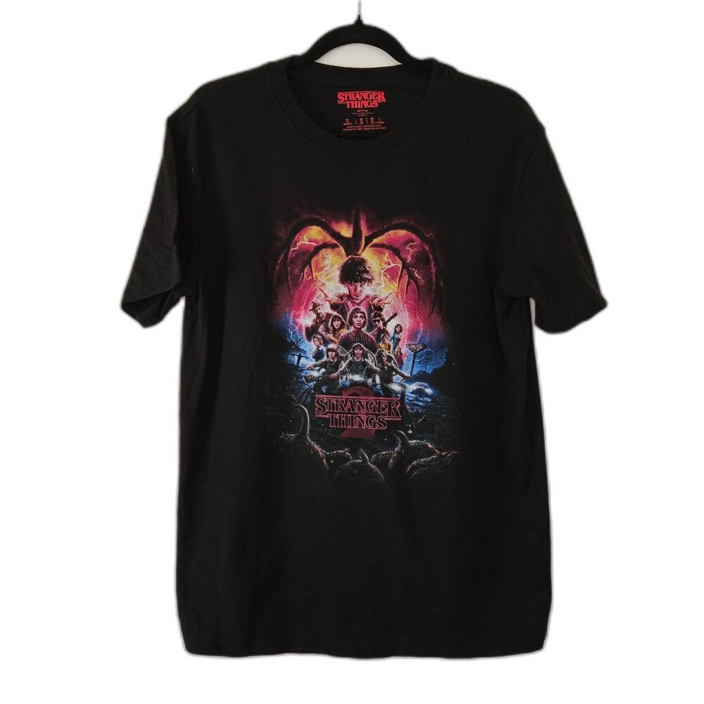 STRANGER THINGS Season 2 Graphic Black T-shirt Unisex Small